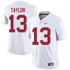 Stitched White College Football #13 Ivan Taylor UA Crimson Tide Men's Jerseys 720812-522