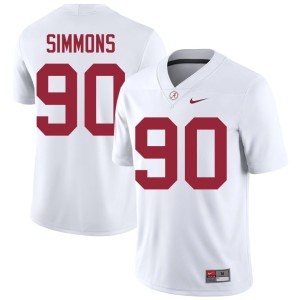 NCAA Men Bama College Football London Simmons White #90 Jerseys 591876-192
