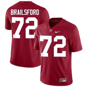 Official College Football Mens UA Crimson Tide Crimson #72 Parker Brailsford Jersey 400471-384