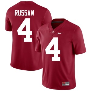 Stitched #4 Alabama Crimson Tide Mens Crimson College Football Qua Russaw Jersey 516686-851
