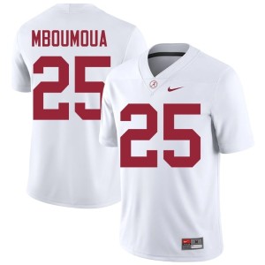 2026 White College Football Steve Bolo Mboumoua Mens The Tide #25 Jersey 689709-350