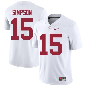 NCAA Men Ty Simpson University of Alabama White College Football #15 Jersey 415704-255