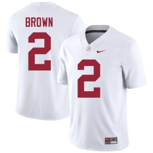 Player #2 Zabien Brown Men's UA Crimson Tide College Football White Jerseys 780161-157