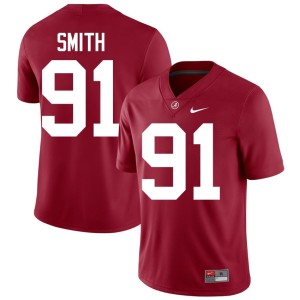 High School Men's Caleb Smith #91 Crimson College Football Alabama Crimson Tide Jersey 197759-530