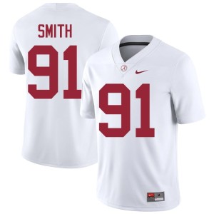 NCAA Alabama Crimson Tide Caleb Smith Men's #91 White College Football Jerseys 518108-703