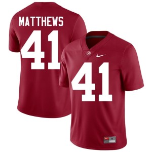 Alumni #41 Crimson Bama Mens Jamarion Matthews College Football Jersey 455593-818