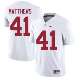 NCAA College Football #41 Jamarion Matthews Mens White Roll Tide Jerseys 141019-139