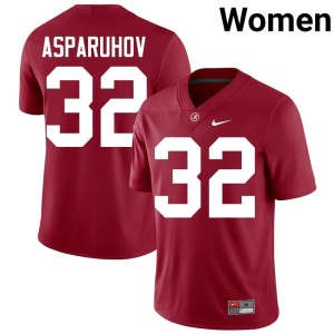 High School Crimson University of Alabama Womens College Football Alex Asparuhov #32 Jersey 645961-945