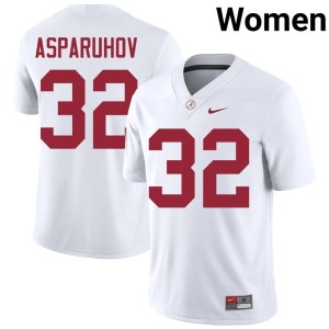 2026-27 College Football #32 Women Alex Asparuhov Roll Tide White Jerseys 507852-854