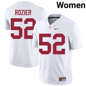University Roll Tide College Football White #52 Alex Rozier Women Jersey 486009-137
