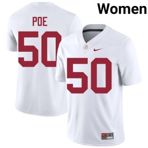 Embroidery UA Crimson Tide Casey Poe White #50 Womens College Football Jerseys 454065-627