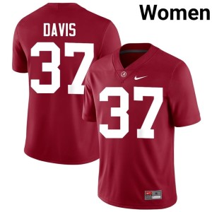 Alumni Bama Cole Davis #37 Womens College Football Crimson Jersey 378766-203