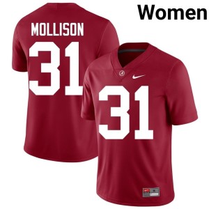 Limited Crimson College Football Bama Womens Cooper Mollison #31 Jerseys 760433-891