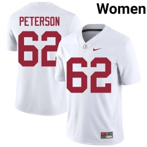 Official White Crimson Tide College Football #62 Davis Peterson Womens Jersey 378104-632