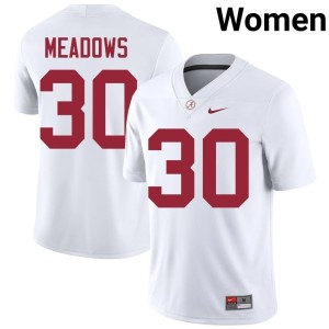 Stitched Crimson Tide #30 College Football White Women Derek Meadows Jersey 787337-543
