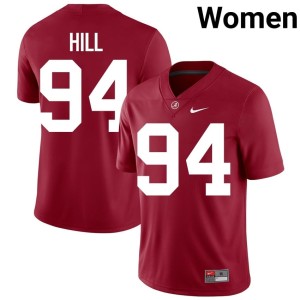 University Women's College Football Edric Hill Bama Crimson #94 Jersey 147310-603