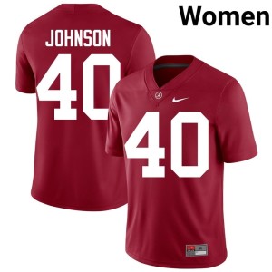 University Bama #40 College Football Women's Crimson Grant Johnson Jerseys 764134-703