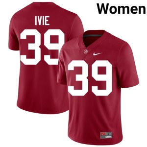 Replica Crimson Crimson Tide Women's #39 Jake Ivie College Football Jersey 566524-373