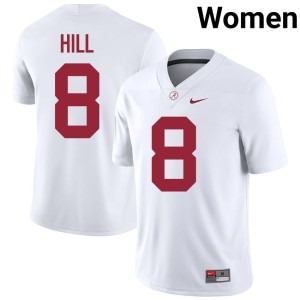 2026-27 #8 Alabama Justin Hill Womens White College Football Jersey 486738-678