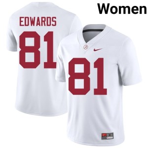 2026 #81 University of Alabama White College Football Womens Kaleb Edwards Jersey 126661-225