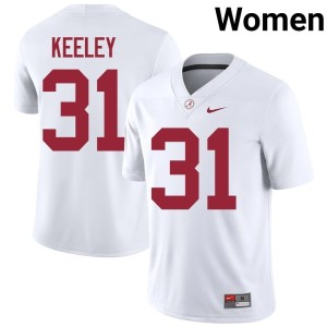 Game Crimson Tide #31 College Football Women White Keon Keeley Jerseys 668518-457