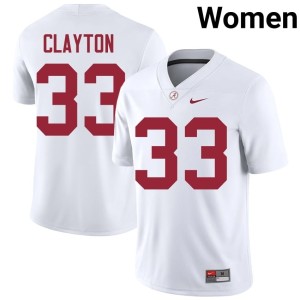 High School #33 College Football The Tide Kyle Clayton White Women's Jersey 742941-374