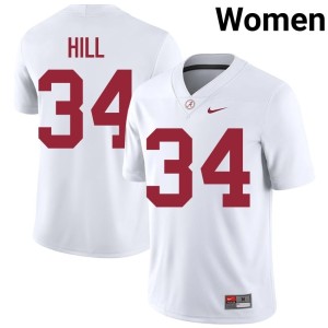 High School UA Women's #34 London Hill College Football White Jerseys 307673-313