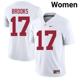 Official Womens #17 College Football Lotzeir Brooks UA White Jerseys 204808-397