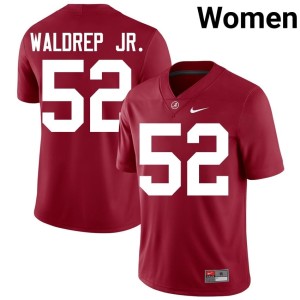 High School UA Crimson Tide #52 College Football Mal Waldrep Jr. Women's Crimson Jersey 706271-116