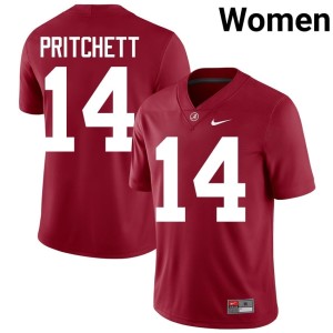 NCAA Marshall Pritchett Bama College Football #14 Crimson Women Jerseys 879491-998