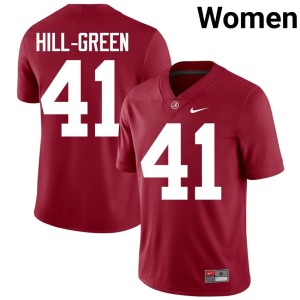 Stitched Roll Tide Women Nikhai Hill-Green #41 Crimson College Football Jersey 675862-149