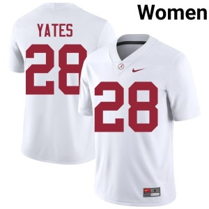 University Peyton Yates #28 Womens College Football Go Bama White Jersey 320489-827
