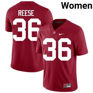 Embroidery QB Reese Women's Alabama #36 College Football Crimson Jersey 873896-406