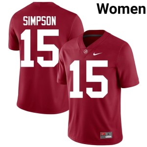 Embroidery Ty Simpson Women's Crimson College Football #15 Alabama Crimson Tide Jersey 505609-199