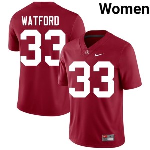 Embroidery Adam Watford Women Crimson College Football Roll Tide #33 Jersey 550769-368
