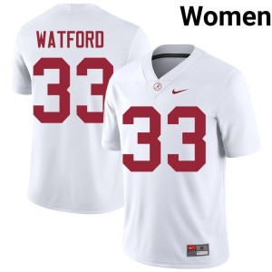 Embroidery Women College Football Go Bama Adam Watford White #33 Jerseys 635497-558