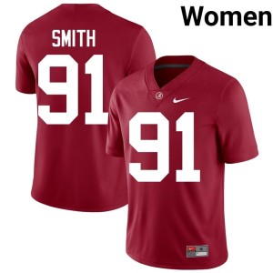 NCAA Caleb Smith Crimson Bama Women's College Football #91 Jerseys 796121-977
