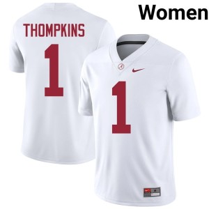 Official #1 Alabama College Football Women Devan Thompkins White Jersey 501838-184