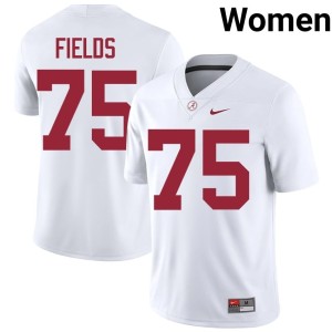 Embroidery White Ethan Fields Women #75 Bama College Football Jersey 487430-384