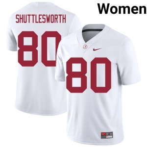 Replica Women's #80 Bama College Football White Jaxon Shuttlesworth Jerseys 200357-275