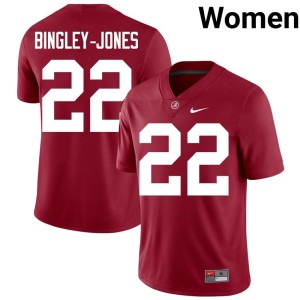 Embroidery #22 Crimson College Football Kedrick Bingley-Jones Women Go Bama Jersey 213376-729