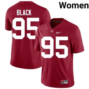 High School Leslie Black Bama Crimson #95 Women's College Football Jersey 328739-857