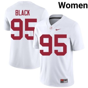 University Leslie Black College Football Bama #95 Women White Jerseys 929198-648