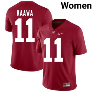 Embroidery Tayden-Evan Kaawa Crimson Womens #11 Bama College Football Jersey 279182-682
