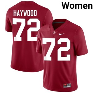 Player Roll Tide Crimson #72 Women's Ty Haywood College Football Jersey 668805-206