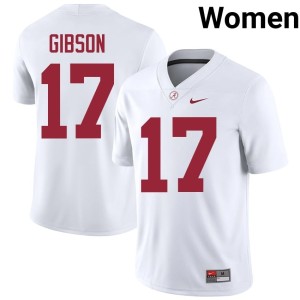 Official Womens #17 Zyan Gibson College Football Bama White Jerseys 351810-589