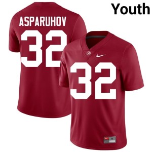 Stitched College Football Alex Asparuhov Alabama Crimson Tide #32 Youth Crimson Jerseys 451592-695