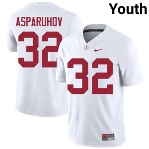 Player Youth Alex Asparuhov Crimson Tide White #32 College Football Jersey 671137-422