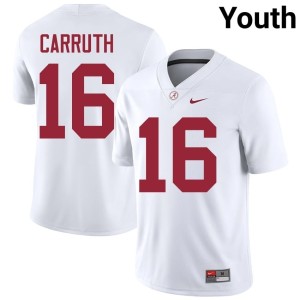 2026-27 Youth Cade Carruth #16 College Football UA Crimson Tide White Jersey 558681-139