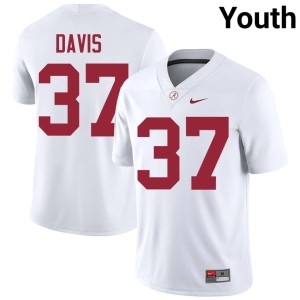 Stitched #37 Youth Roll Tide College Football White Cole Davis Jersey 302945-346